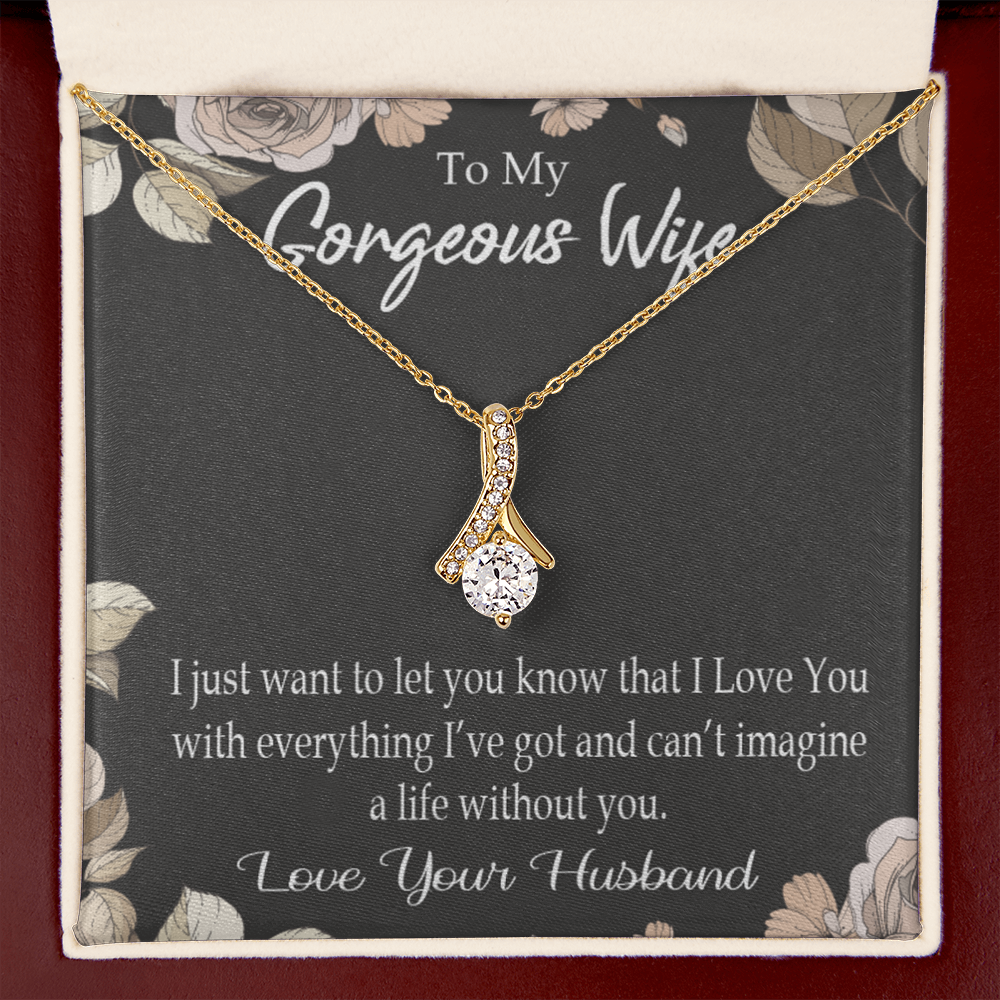 To My Wife Can’t Imagine a Life Without You Alluring Ribbon Necklace Message Card-Express Your Love Gifts