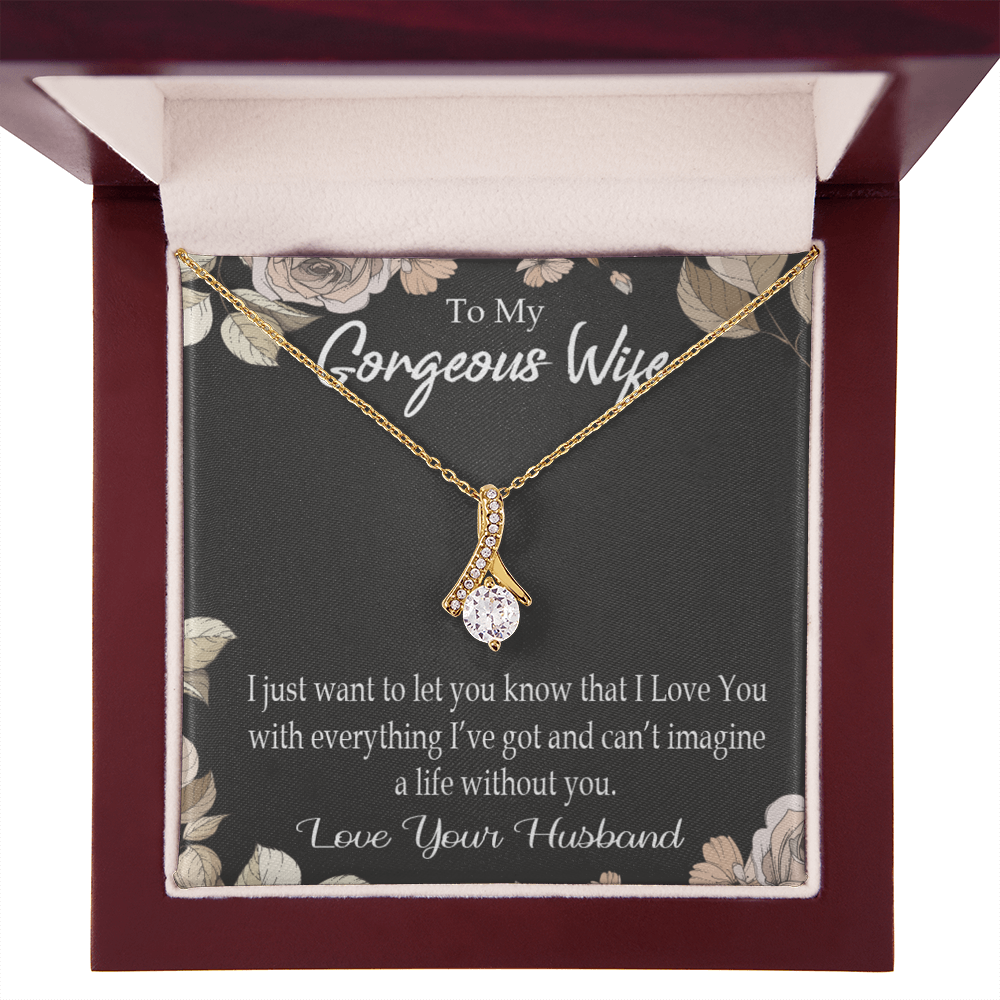 To My Wife Can’t Imagine a Life Without You Alluring Ribbon Necklace Message Card-Express Your Love Gifts