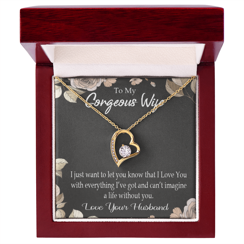 To My Wife Can’t Imagine a Life Without You Forever Necklace w Message Card-Express Your Love Gifts