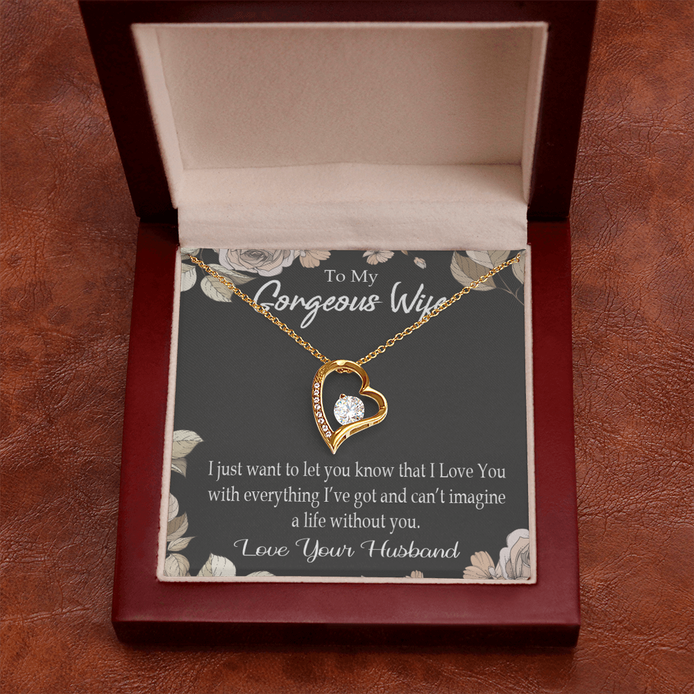 To My Wife Can’t Imagine a Life Without You Forever Necklace w Message Card-Express Your Love Gifts