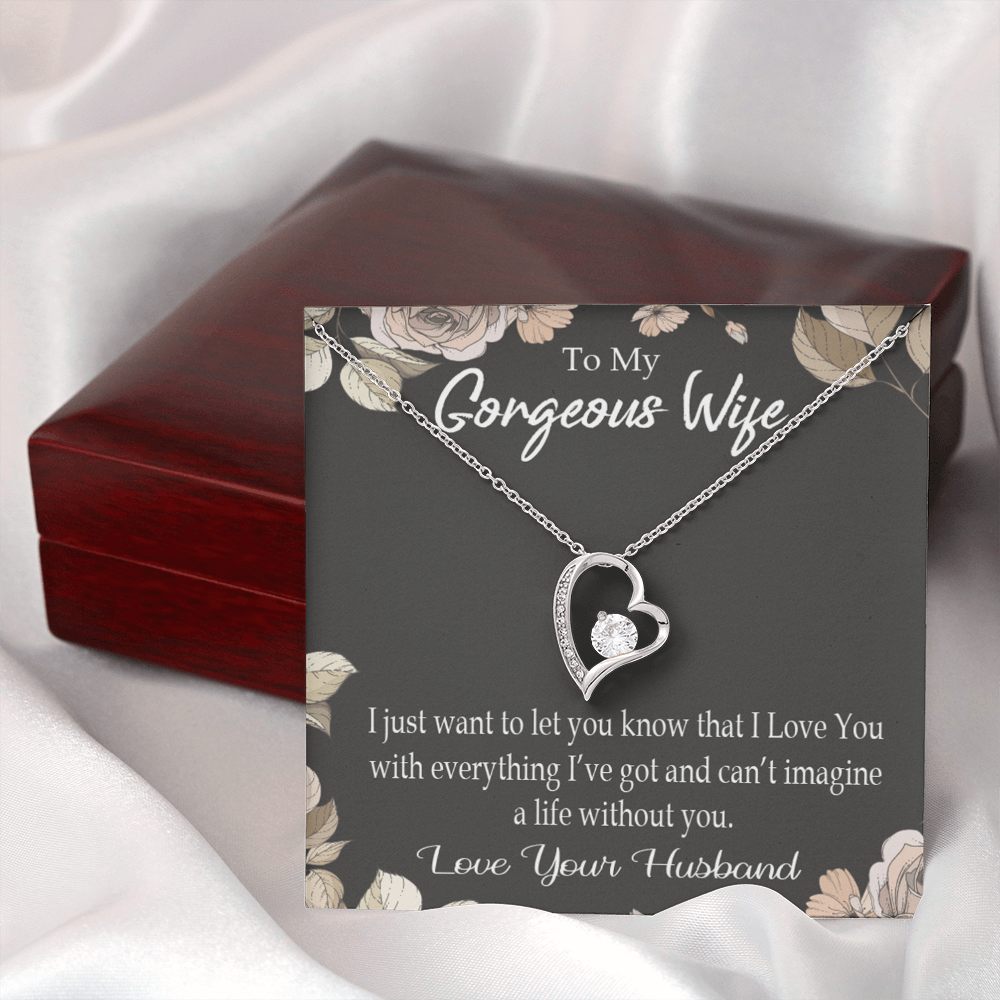 To My Wife Can’t Imagine a Life Without You Forever Necklace w Message Card-Express Your Love Gifts