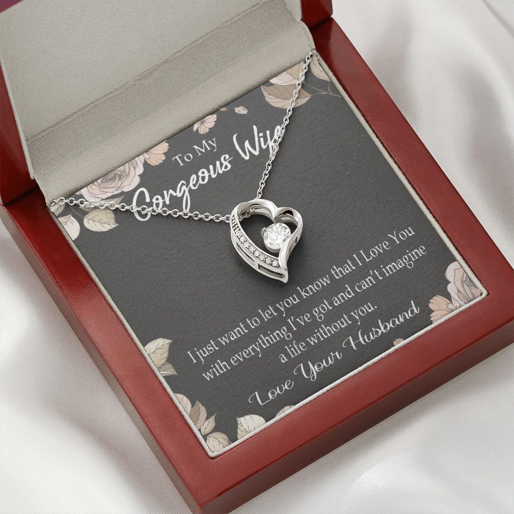 To My Wife Can’t Imagine a Life Without You Forever Necklace w Message Card-Express Your Love Gifts