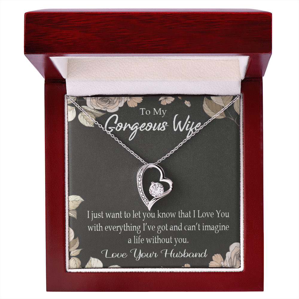 To My Wife Can’t Imagine a Life Without You Forever Necklace w Message Card-Express Your Love Gifts