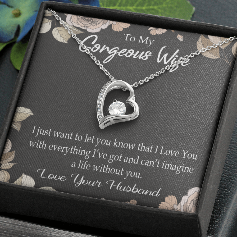 To My Wife Can’t Imagine a Life Without You Forever Necklace w Message Card-Express Your Love Gifts