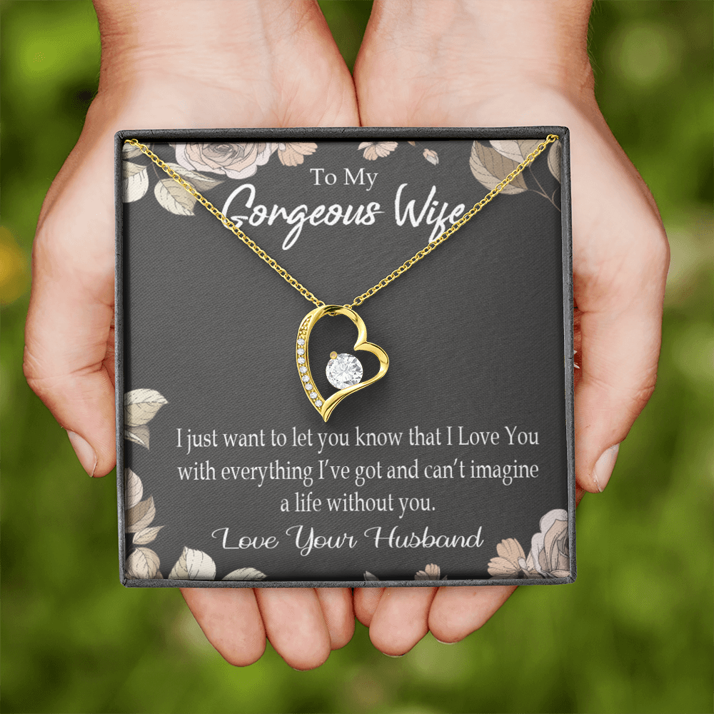 To My Wife Can’t Imagine a Life Without You Forever Necklace w Message Card-Express Your Love Gifts