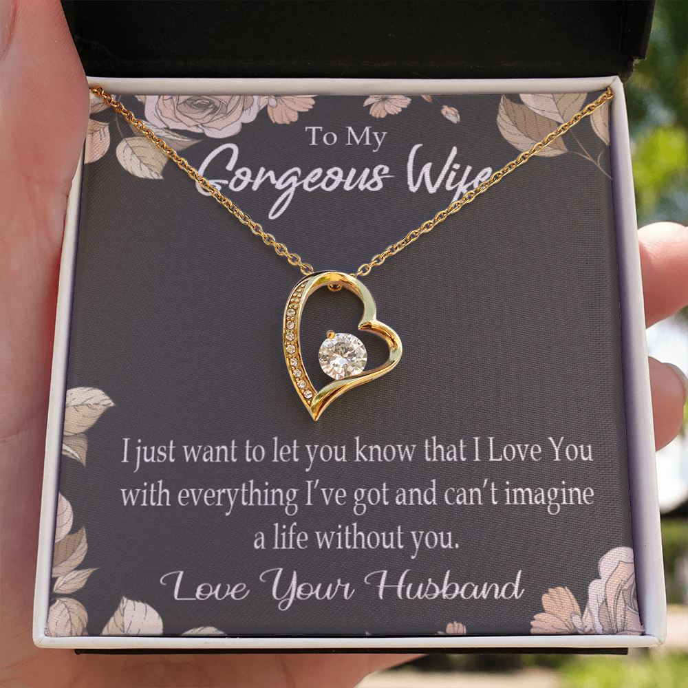 To My Wife Can’t Imagine a Life Without You Forever Necklace w Message Card-Express Your Love Gifts