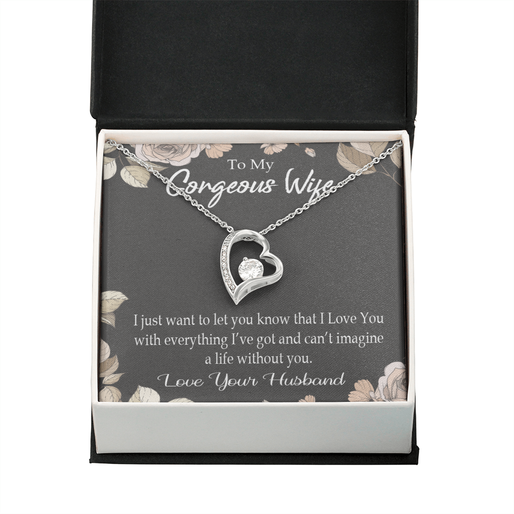 To My Wife Can’t Imagine a Life Without You Forever Necklace w Message Card-Express Your Love Gifts