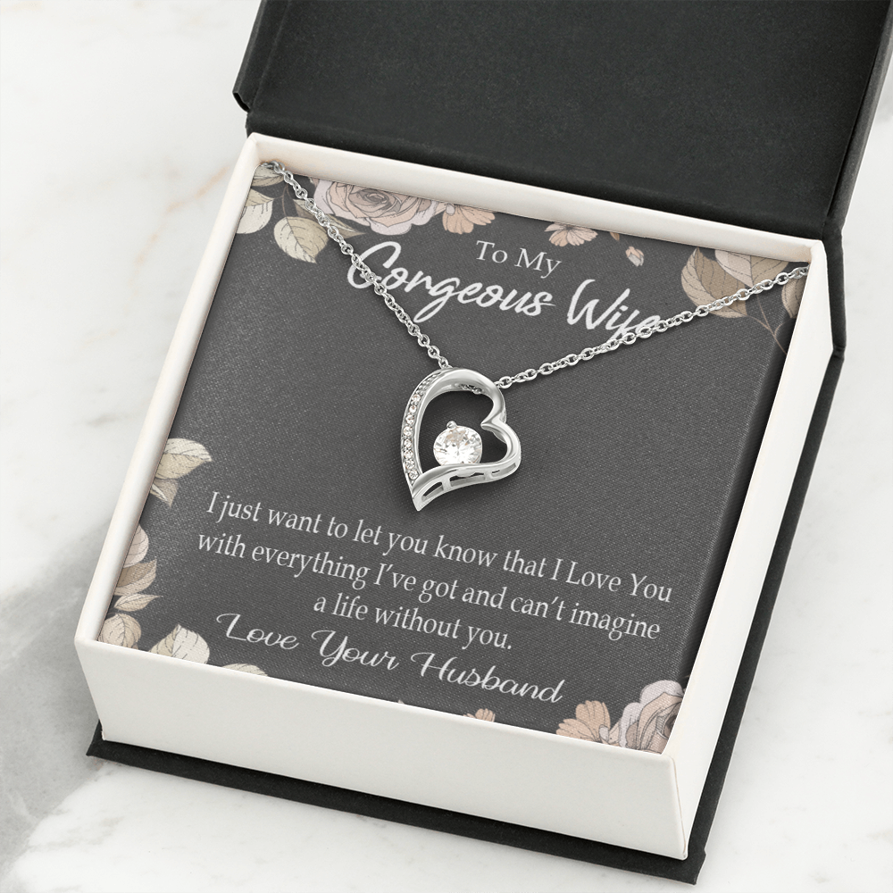 To My Wife Can’t Imagine a Life Without You Forever Necklace w Message Card-Express Your Love Gifts