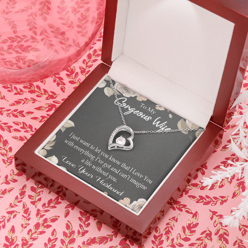 To My Wife Can’t Imagine a Life Without You Forever Necklace w Message Card-Express Your Love Gifts