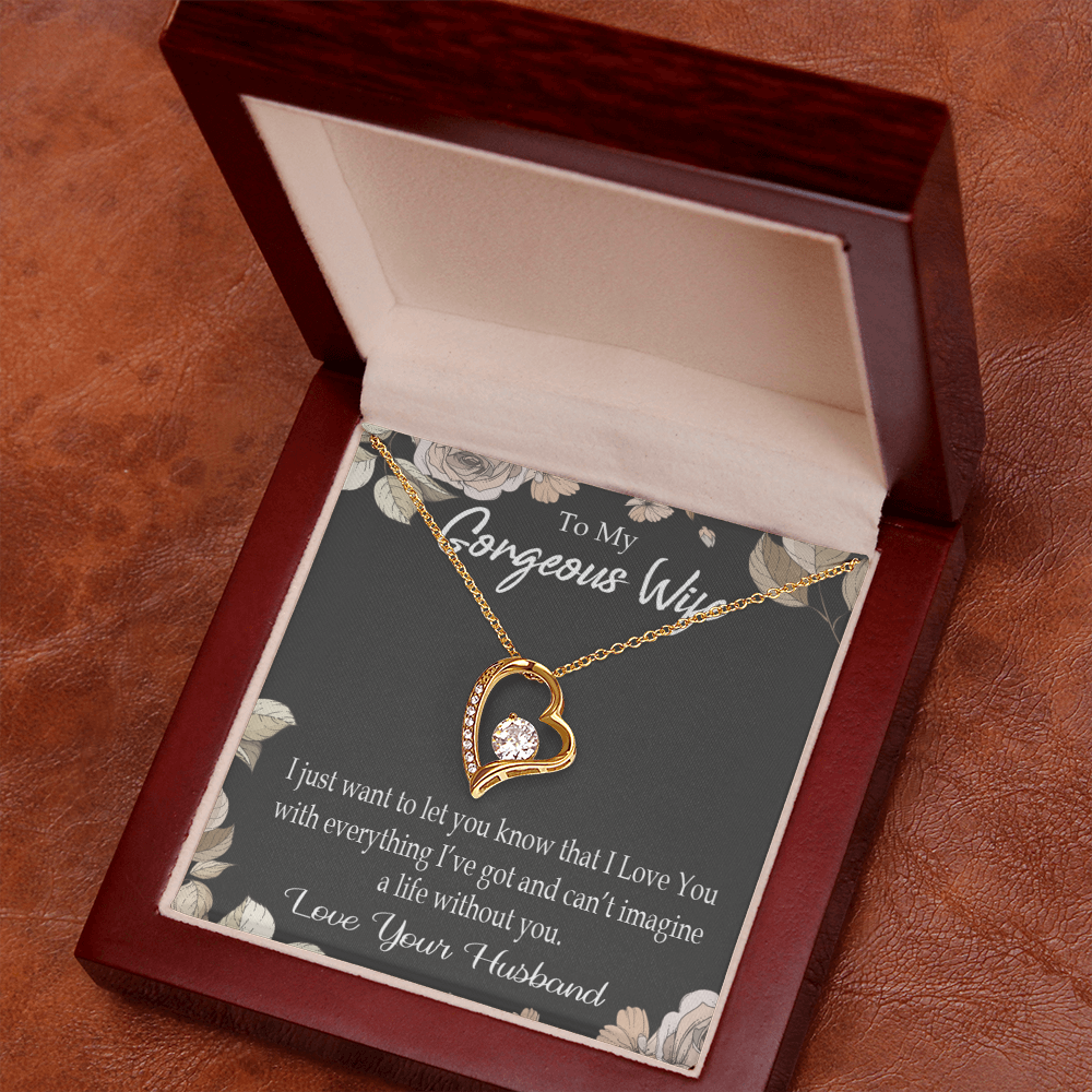 To My Wife Can’t Imagine a Life Without You Forever Necklace w Message Card-Express Your Love Gifts