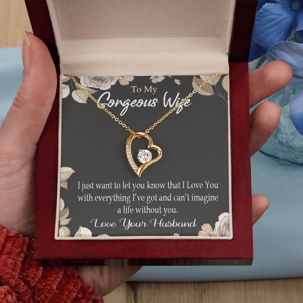 To My Wife Can’t Imagine a Life Without You Forever Necklace w Message Card-Express Your Love Gifts