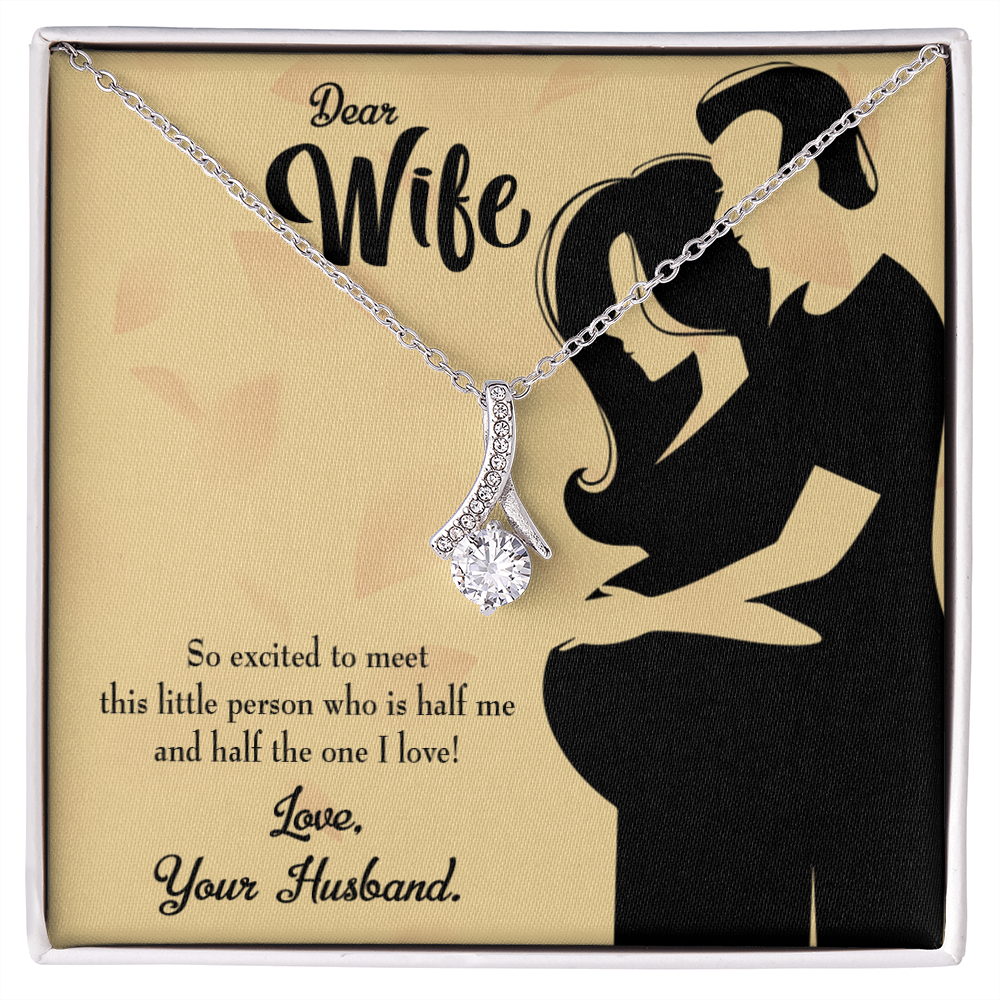 To My Wife Dear Wife Baby Coming Alluring Ribbon Necklace Message Card-Express Your Love Gifts