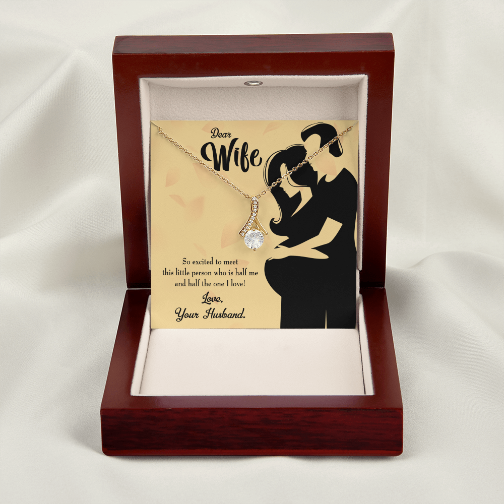 To My Wife Dear Wife Baby Coming Alluring Ribbon Necklace Message Card-Express Your Love Gifts