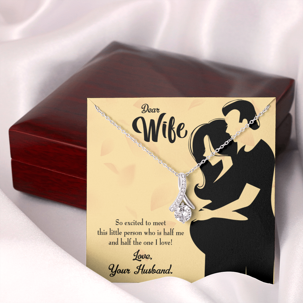 To My Wife Dear Wife Baby Coming Alluring Ribbon Necklace Message Card-Express Your Love Gifts