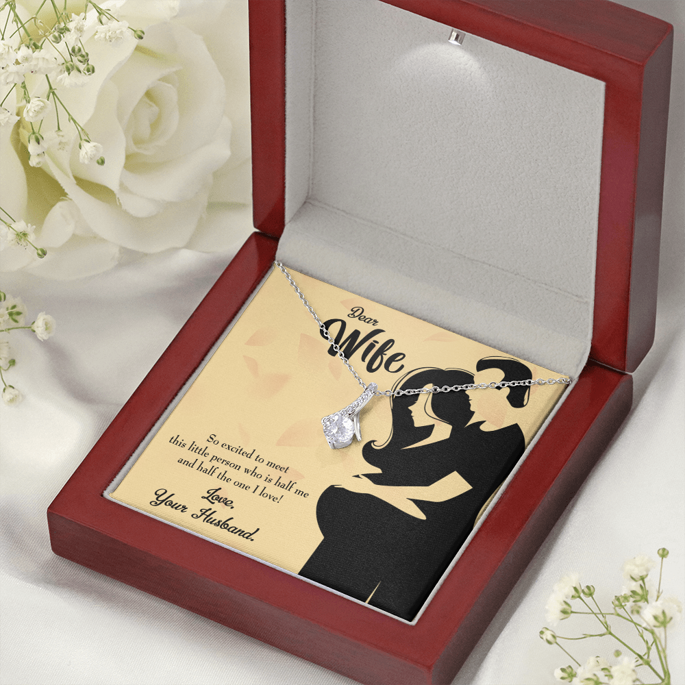 To My Wife Dear Wife Baby Coming Alluring Ribbon Necklace Message Card-Express Your Love Gifts