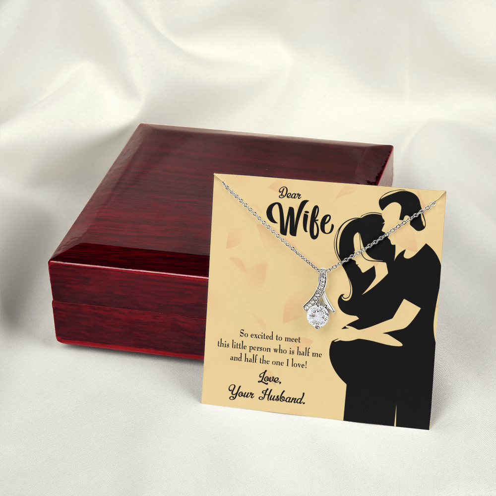 To My Wife Dear Wife Baby Coming Alluring Ribbon Necklace Message Card-Express Your Love Gifts