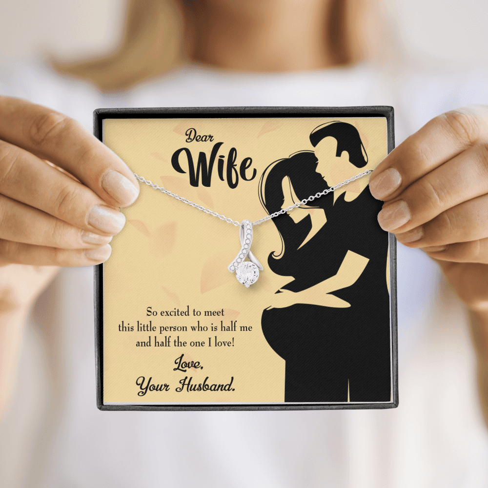 To My Wife Dear Wife Baby Coming Alluring Ribbon Necklace Message Card-Express Your Love Gifts