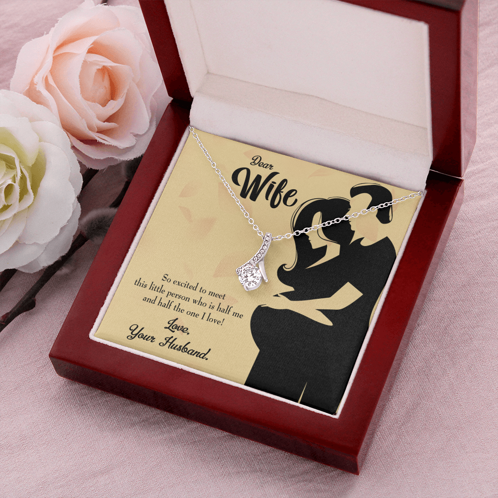 To My Wife Dear Wife Baby Coming Alluring Ribbon Necklace Message Card-Express Your Love Gifts