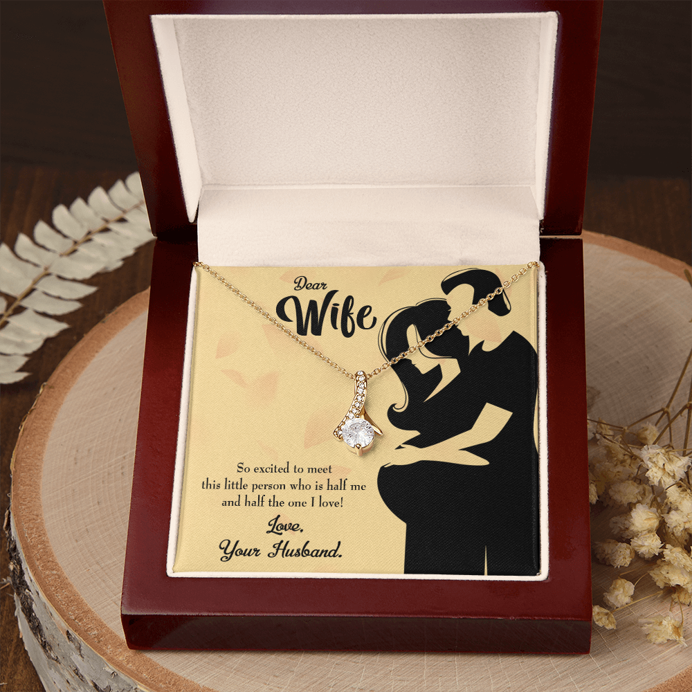 To My Wife Dear Wife Baby Coming Alluring Ribbon Necklace Message Card-Express Your Love Gifts