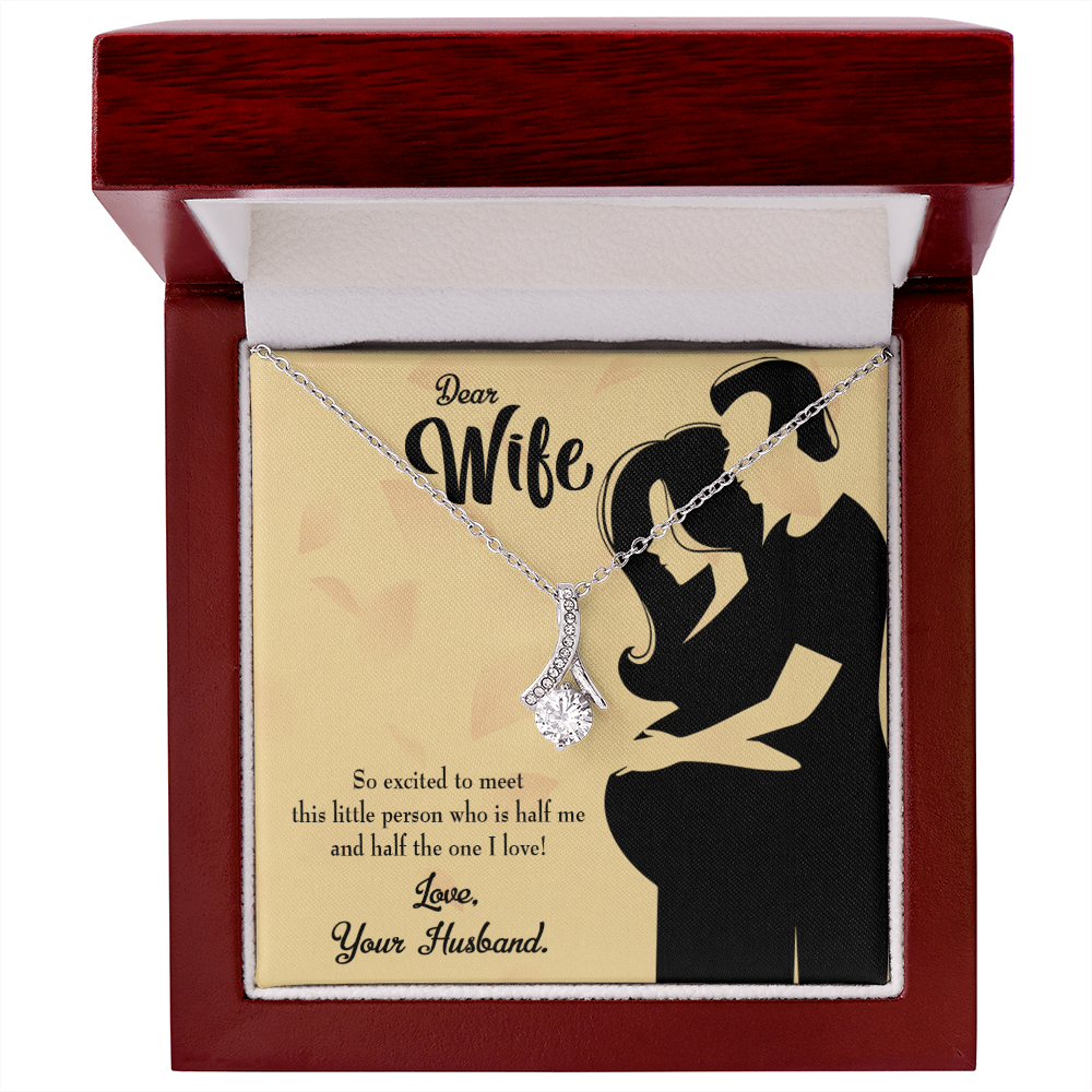 To My Wife Dear Wife Baby Coming Alluring Ribbon Necklace Message Card-Express Your Love Gifts