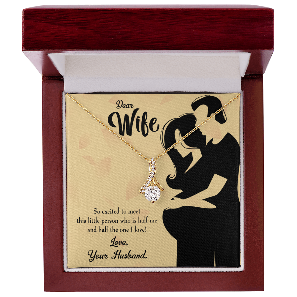 To My Wife Dear Wife Baby Coming Alluring Ribbon Necklace Message Card-Express Your Love Gifts