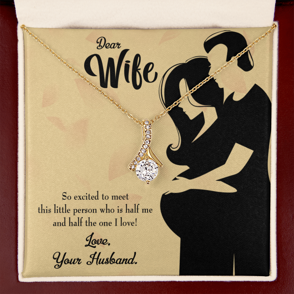 To My Wife Dear Wife Baby Coming Alluring Ribbon Necklace Message Card-Express Your Love Gifts