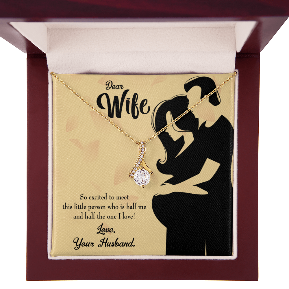 To My Wife Dear Wife Baby Coming Alluring Ribbon Necklace Message Card-Express Your Love Gifts