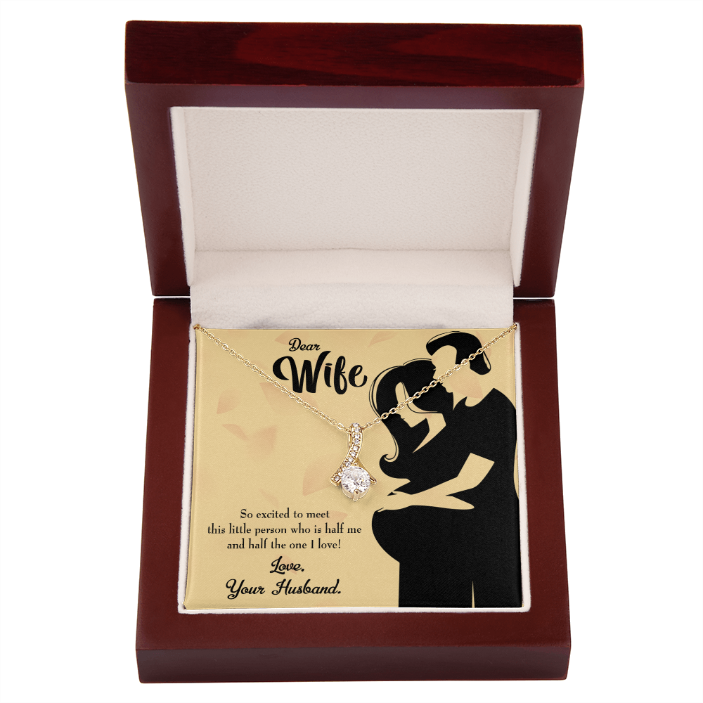 To My Wife Dear Wife Baby Coming Alluring Ribbon Necklace Message Card-Express Your Love Gifts