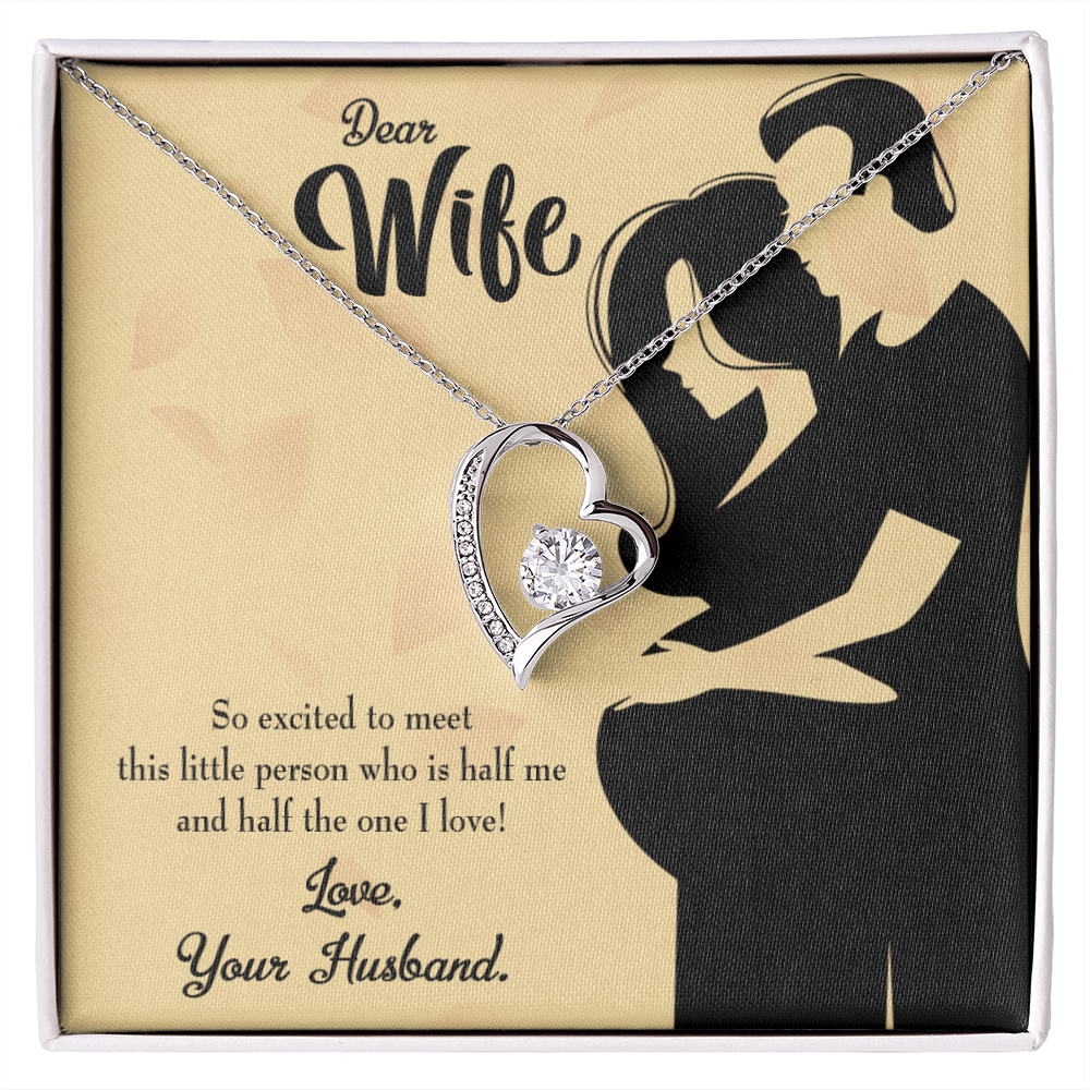 To My Wife Dear Wife Baby Coming Forever Necklace w Message Card-Express Your Love Gifts