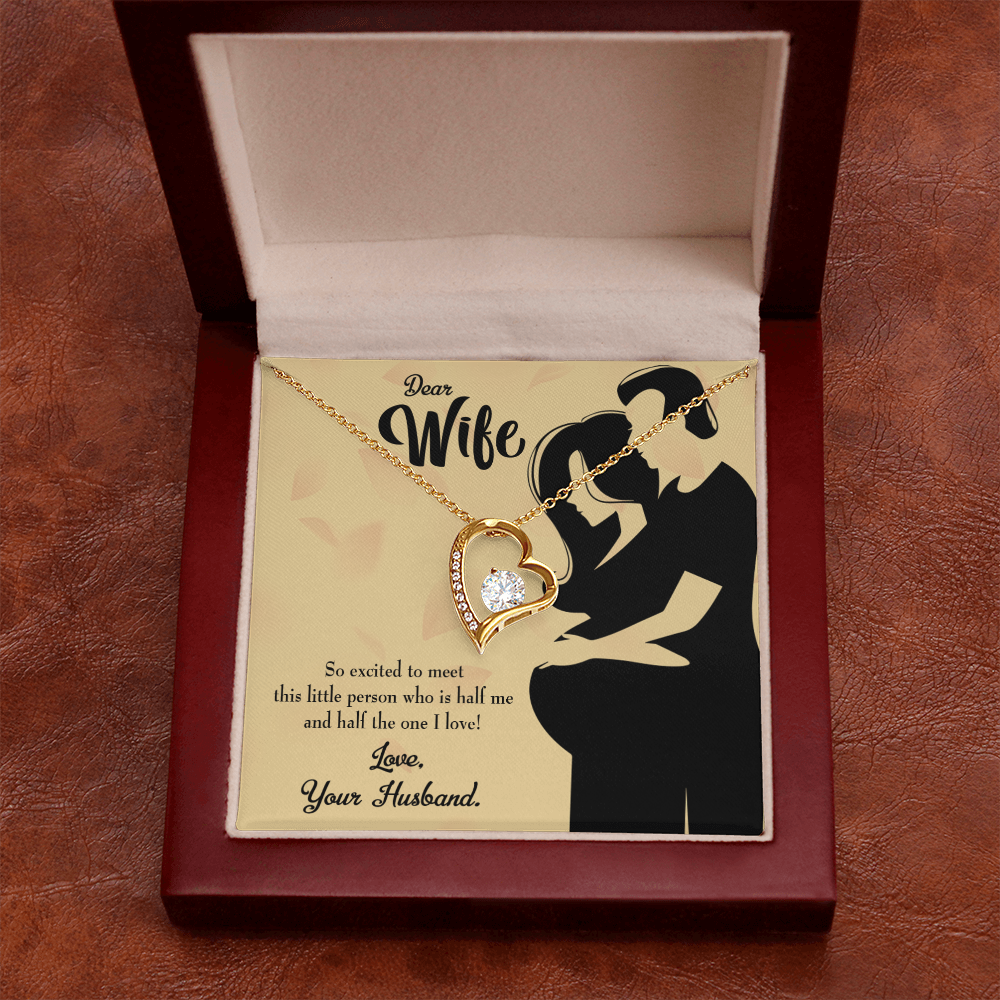 To My Wife Dear Wife Baby Coming Forever Necklace w Message Card-Express Your Love Gifts