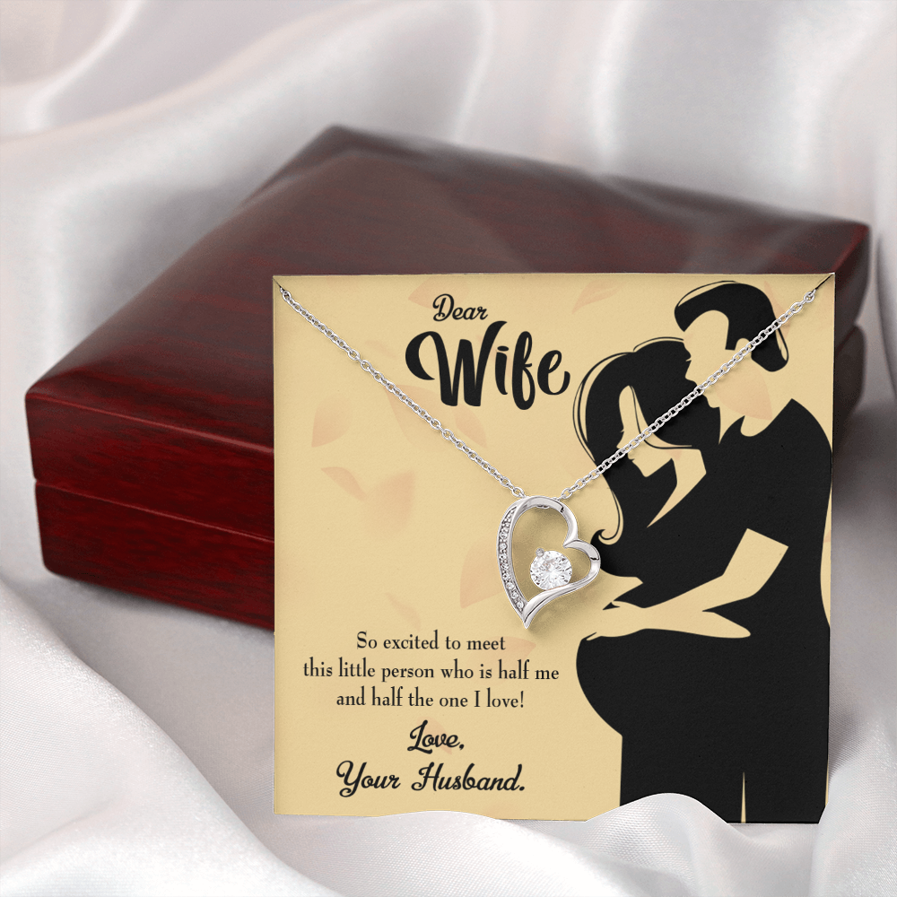 To My Wife Dear Wife Baby Coming Forever Necklace w Message Card-Express Your Love Gifts