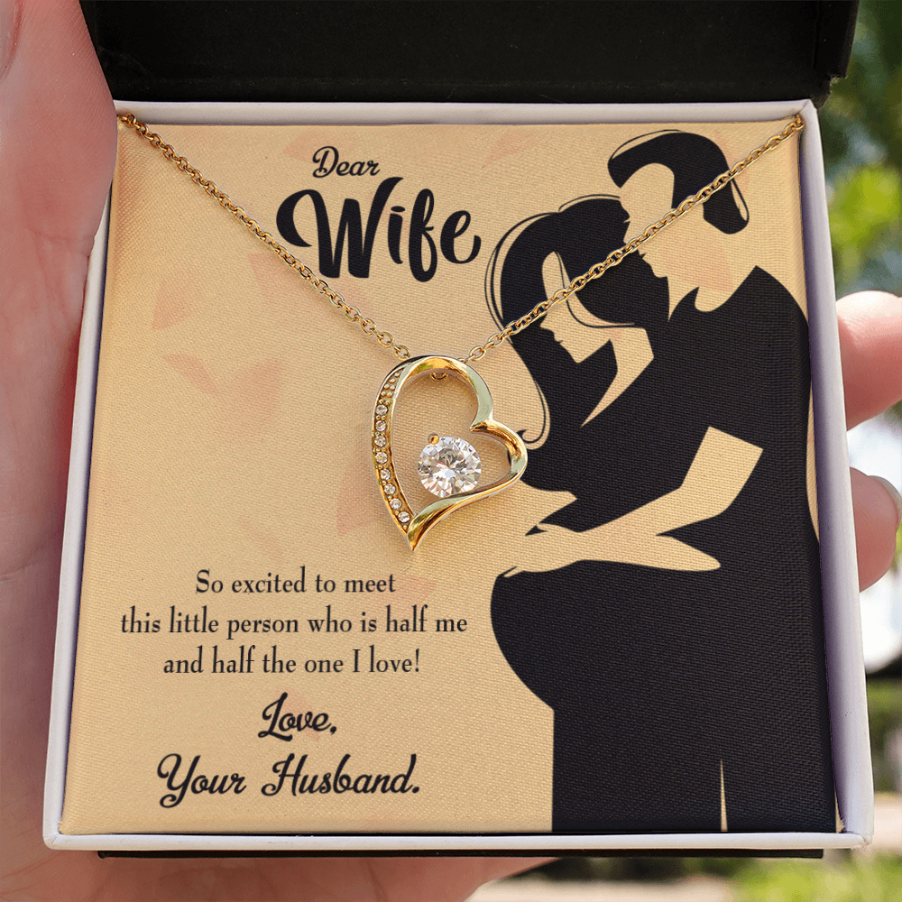 To My Wife Dear Wife Baby Coming Forever Necklace w Message Card-Express Your Love Gifts