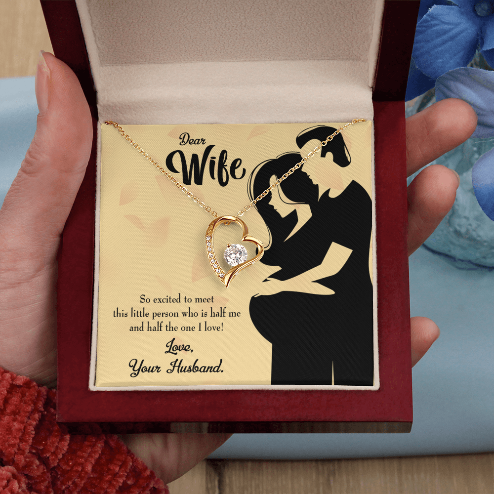 To My Wife Dear Wife Baby Coming Forever Necklace w Message Card-Express Your Love Gifts