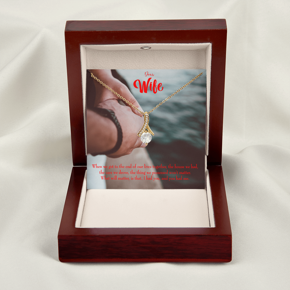 To My Wife Dear Wife From Husband Alluring Ribbon Necklace Message Card-Express Your Love Gifts