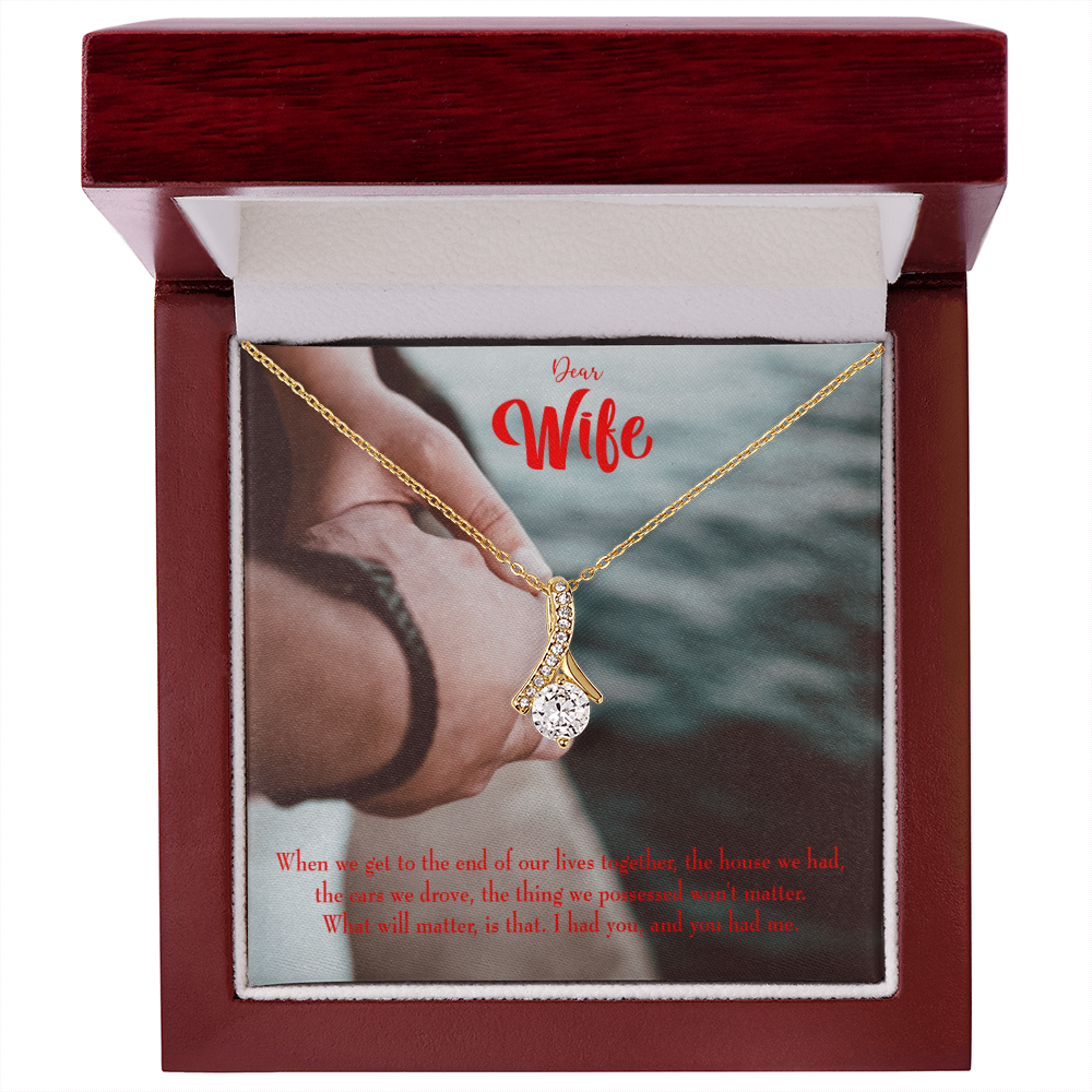 To My Wife Dear Wife From Husband Alluring Ribbon Necklace Message Card-Express Your Love Gifts