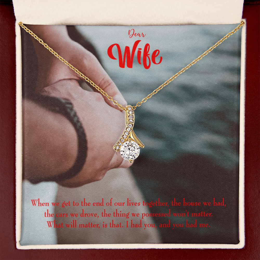 To My Wife Dear Wife From Husband Alluring Ribbon Necklace Message Card-Express Your Love Gifts