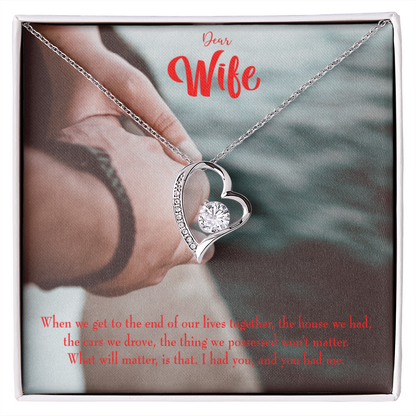 To My Wife Dear Wife From Husband Forever Necklace w Message Card-Express Your Love Gifts