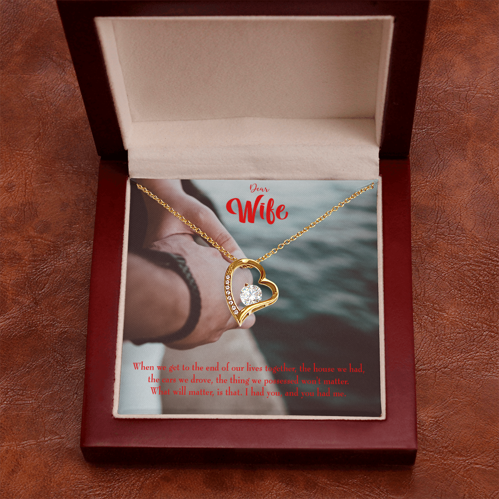 To My Wife Dear Wife From Husband Forever Necklace w Message Card-Express Your Love Gifts