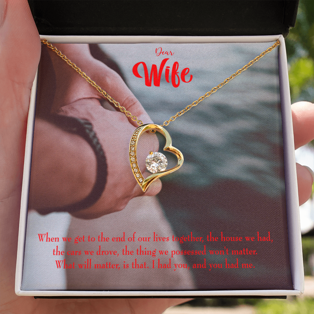 To My Wife Dear Wife From Husband Forever Necklace w Message Card-Express Your Love Gifts