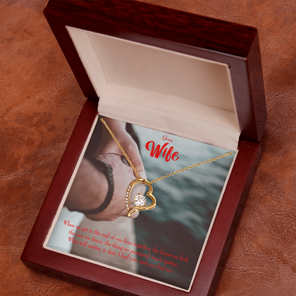 To My Wife Dear Wife From Husband Forever Necklace w Message Card-Express Your Love Gifts