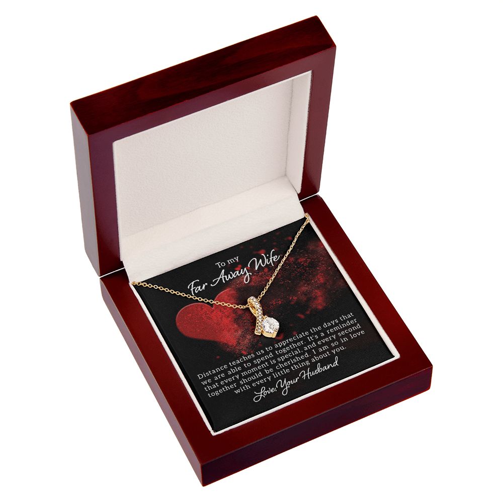 To My Wife Distance Teaches Us Alluring Ribbon Necklace Message Card-Express Your Love Gifts