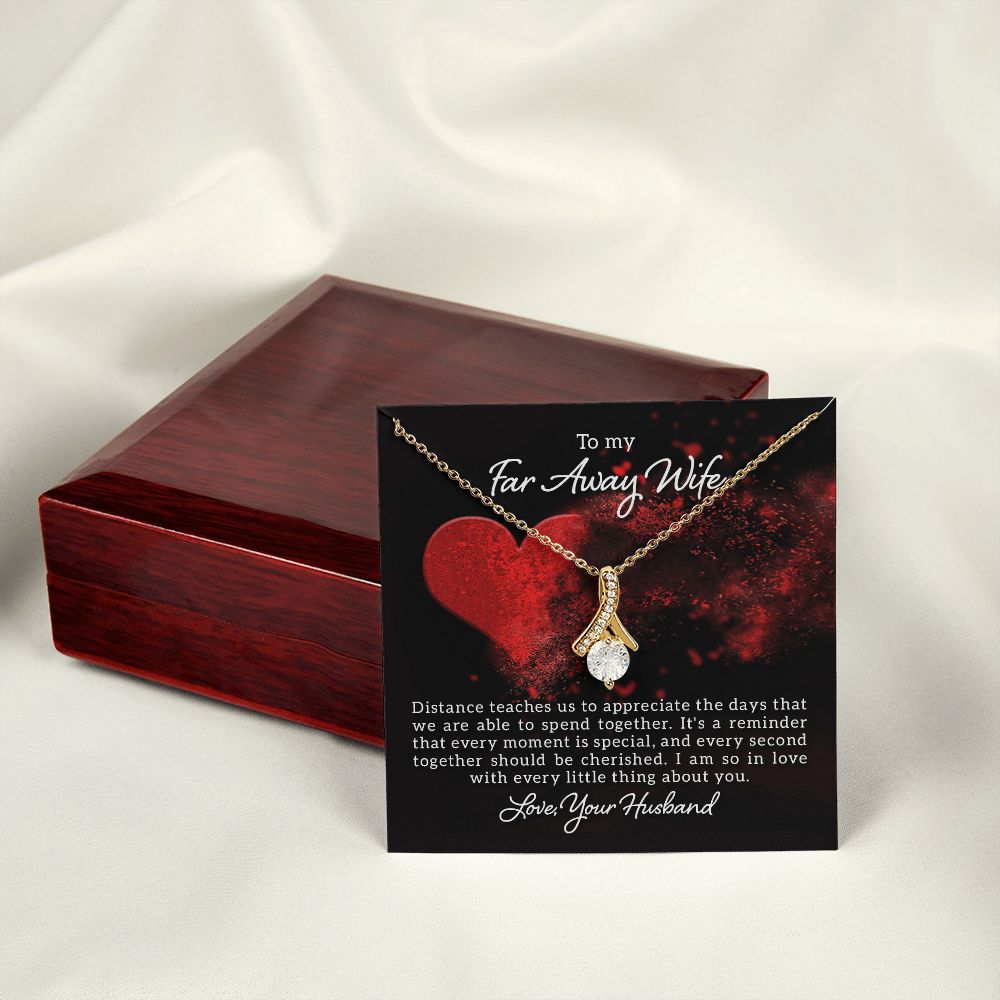 To My Wife Distance Teaches Us Alluring Ribbon Necklace Message Card-Express Your Love Gifts