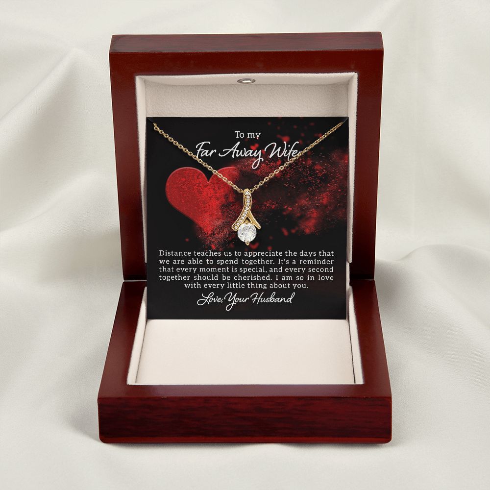 To My Wife Distance Teaches Us Alluring Ribbon Necklace Message Card-Express Your Love Gifts