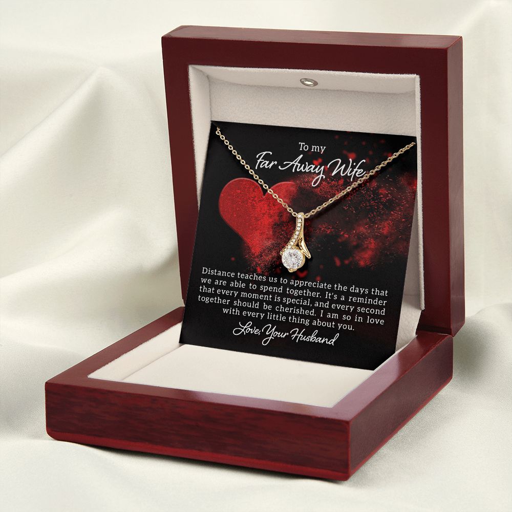 To My Wife Distance Teaches Us Alluring Ribbon Necklace Message Card-Express Your Love Gifts