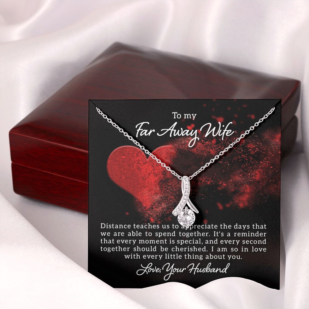 To My Wife Distance Teaches Us Alluring Ribbon Necklace Message Card-Express Your Love Gifts