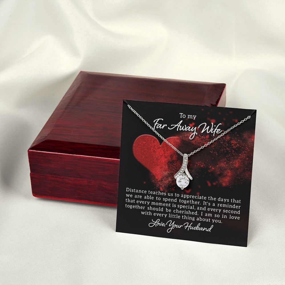 To My Wife Distance Teaches Us Alluring Ribbon Necklace Message Card-Express Your Love Gifts