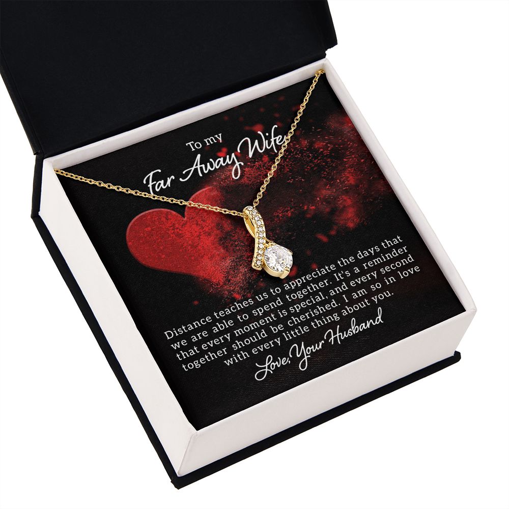 To My Wife Distance Teaches Us Alluring Ribbon Necklace Message Card-Express Your Love Gifts