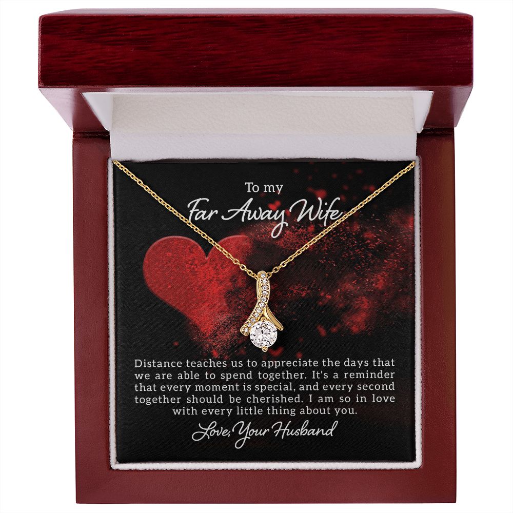 To My Wife Distance Teaches Us Alluring Ribbon Necklace Message Card-Express Your Love Gifts