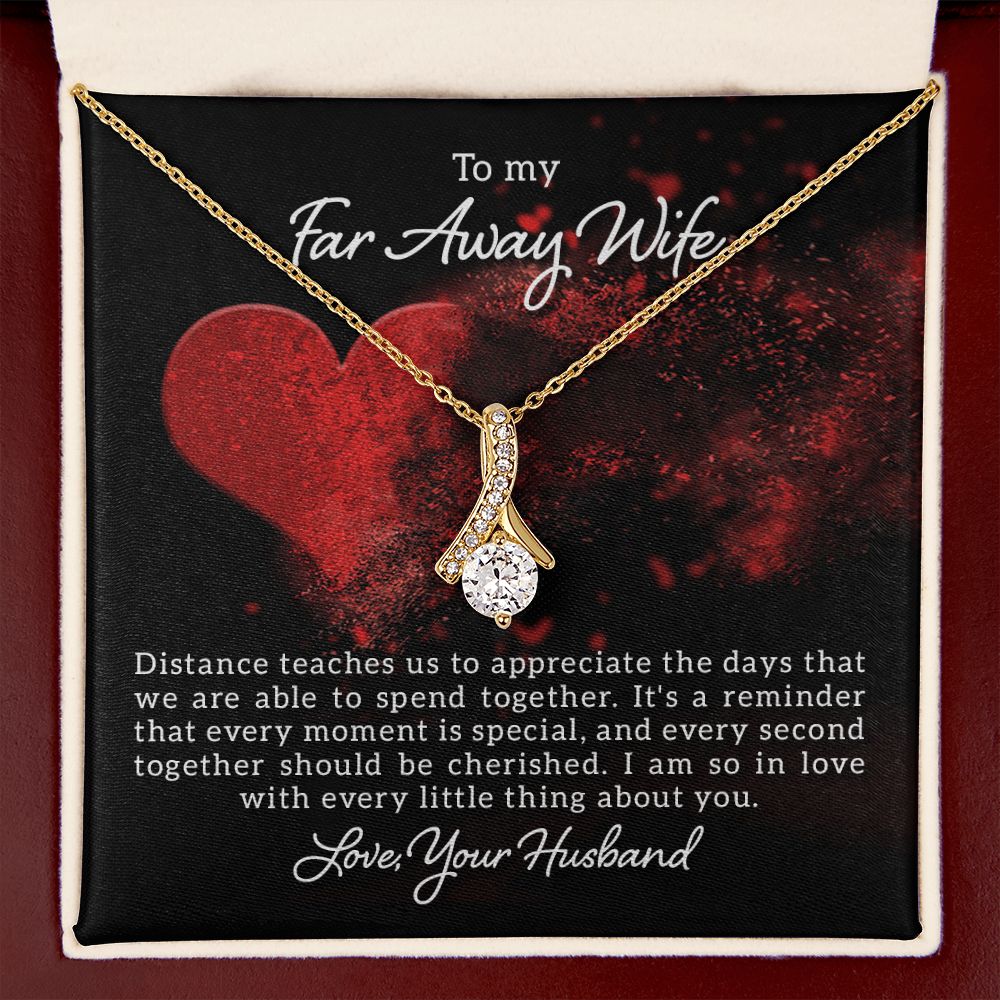 To My Wife Distance Teaches Us Alluring Ribbon Necklace Message Card-Express Your Love Gifts