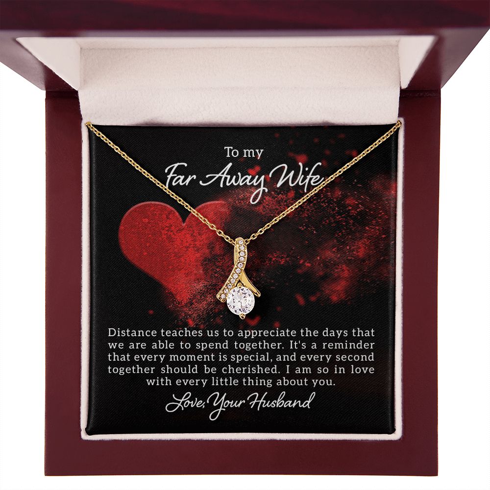 To My Wife Distance Teaches Us Alluring Ribbon Necklace Message Card-Express Your Love Gifts